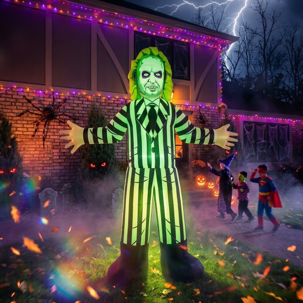 🕷️ Quick.. 8ft Beetlejuice Halloween Inflatable (Autodraw)